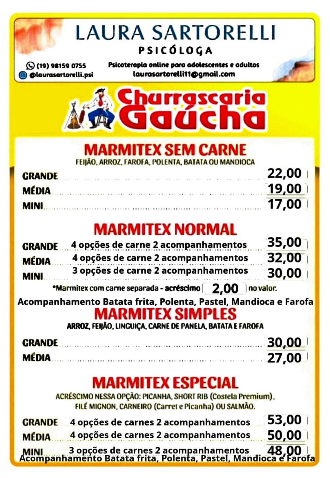 Cardápio Marmitex Churrascaria Gaúcha página 2